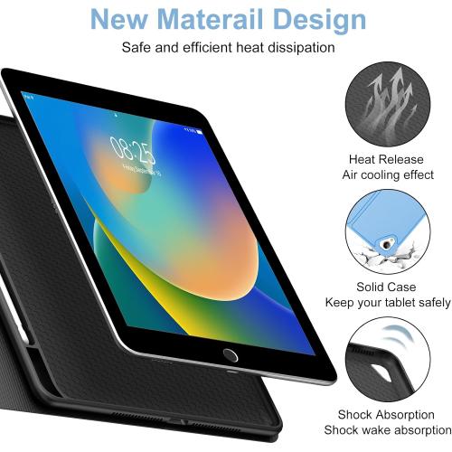 BORIYUAN iPad 9th 2021/8th/7th Generation Keyboard Case, Detachable Bluetooth Keyboard with 7 Colors Backlit, Slim Folio Cover with Pencil Holder for iPad 10.2/iPad Air 3rd Gen/iPad Pro 10.5 Blue