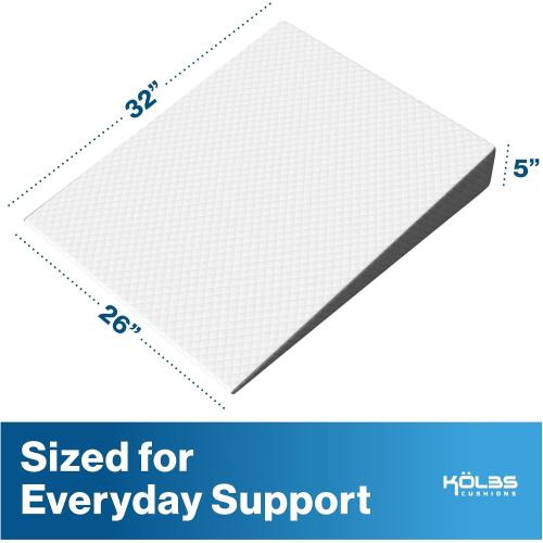 Kolbs Bed Wedge Pillow for Sleep Apnea, Acid Reflux and Back Pain Relief, Anti Snore Pillow, Premium Foam Wedge Cushion with Chic Jacquard Cover - Headboard Wedges for Sleeping (5 Gentle Incline)