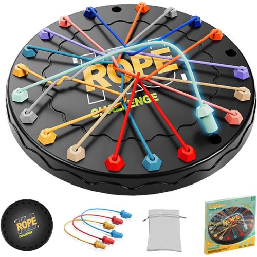 Rope Untangling Puzzle Game, Educational Strategy Board Game for Kids & Adults, Family Travel Party Games with Multi-Level Challenges, Gifts for All Ages(Manual on Box)