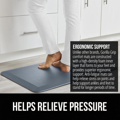 GORILLA GRIP Comfortable Cushioned Kitchen Mats for Floor, 39x20, Waterproof and Stain Resistant Soft Top, 3/4 Inch Thick Ergonomic Standing Desk Anti Fatigue Mat, Foam Supports Ankles, Feet, Charcoal