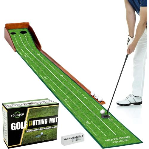 Putting Green Indoor,Golf Putting Mat with Auto Ball Return,Premium Crystal Velvet Surface, Practice Putting mat, Perfect Training Aid & Gift for Golf Lovers Christmas
