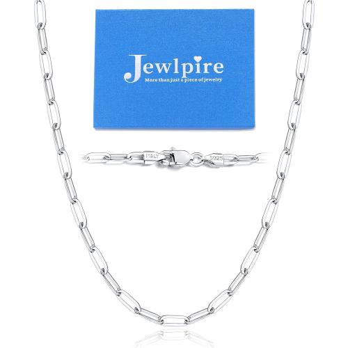 Jewlpire 14K Gold Plated 925 Sterling Silver Paperclip Chain Necklace for Women, 2.5mm 3mm Necklace for Women, Comfortable Women's Chain Necklaces 16 18 20 22 24 26 Inch