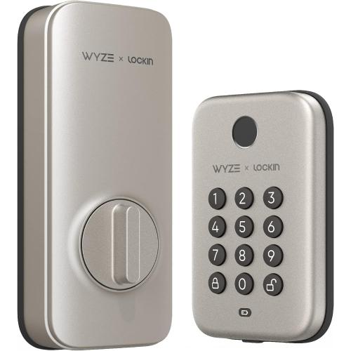 Wyze Auto-Lock Bolt, Fingerprint Unlock with Keypad, Electronic Entry Door Smart Deadbolt Lock, IPX5 Weatherproof, Easy Installation, Satin Nicke