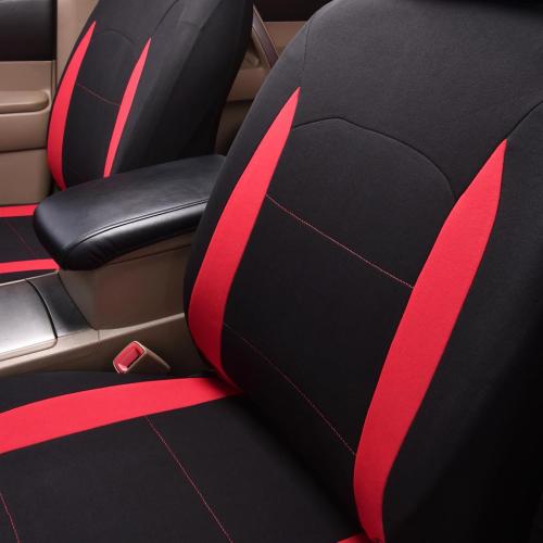 Flying Banner Car Seat Covers Front Seats Rear Bench Polyester car seat Protectors Easy installations Rear Bench Split Classic Man Lady Truck (Full Set - Low Back - Combo Pack, Black Red)