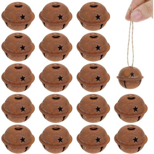 DECHOUS 24Pcs Rusty Metal Jingle Bells Christmas Decoration Rustic Rusted Bells for Crafts with Star Cutouts for Christmas Tree Ornaments Holiday DIY Crafting, 1.6 Inch