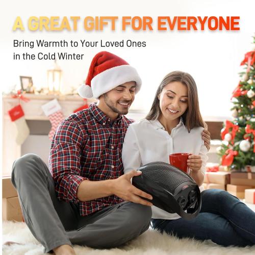 Rintuf Small Space Heater, 1500W Electric Heater, PTC Fast Heating Ceramic Heater w/ 3 Modes, Adjustable Thermostat, Overheat/Tip-Over Protection, Portable Heater Fan for Office Room Desk Indoor Use