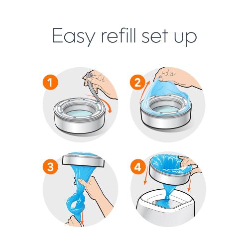 Diaper Genie Essentials Round Refill 8-Pack | Holds Up to 2560 Newborn Diapers | Features Unscented Continuous Film | Compatible with Diaper Genie Complete and Expressions Pails,8 Count (Pack of 1)