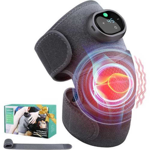 Heating Knee Massager, Knee Shoulder Elbow 3-in-1 Heating Vibration Massager, Portable Wireless Hot Compress Massager, Relieve Joint Pain and Pressure, Suitable for Office, Study