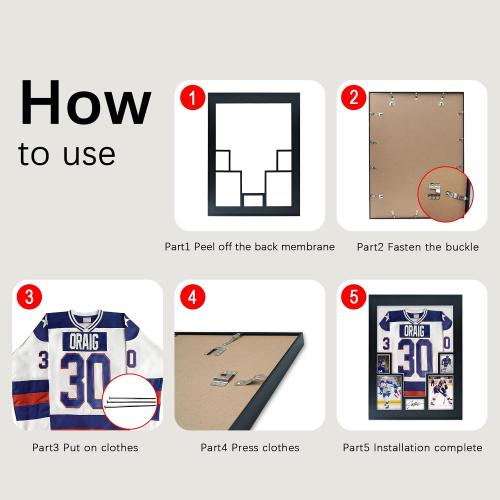 Aluminum Jersey Display Frame Case Large Shadow Box Jersey Frame with Photo Slots 98% UV Protection Clear Acrylic for Football, Hockey, Basketball, Baseball Shirt Ideal Gift for Sports Fans
