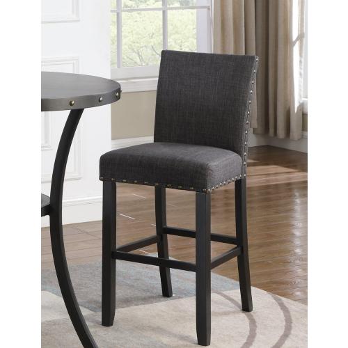 Roundhill Furniture PC164TA Biony Fabric Bar Stools with Nailhead Trim (Set of 2), Gray