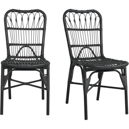Elephance Outdoor PE Wicker Patio Dining Chairs Set of 2,Outdoor Rattan Chairs for Backyard, Poolside, Garden, Grey