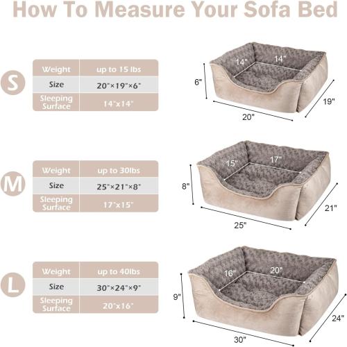 JOEJOY Rectangle Dog Bed for Large Medium Small Dogs - Washable Orthopedic Sofa Bed, Soft Breathable Puppy & Pet Cuddler, Durable Calming Dog Bed with Anti-Slip Bottom, Multiple Sizes, Beige