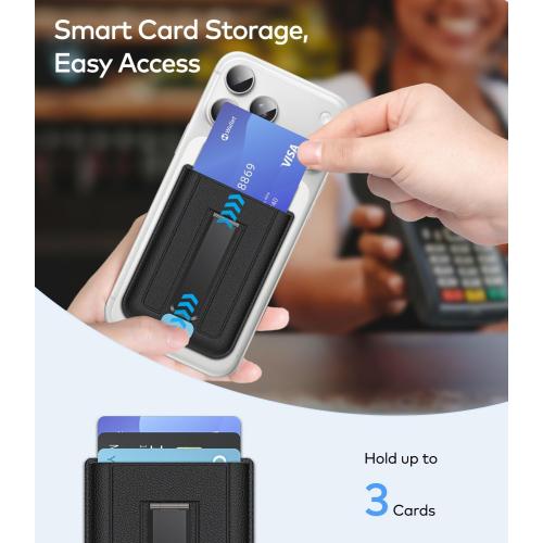 LEKEVO for MagSafe Wallet with Stand, 3-in-1 Slim Magnetic 2 to 3 Card Holder for iPhone 17/16/15/14/13/12 Series & Compatible with Samsung/Google/Motorola Magnetic Cases, Black