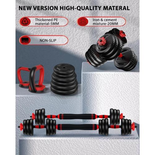 Adjustable Dumbbells, 10/20/30/45/70/90lbs Free Weight Set with Connector, 4 in1 Dumbbells Set Used as Barbell, Kettlebells, Push up Stand, Fitness Exercises for Home Gym Suitable Men/Women