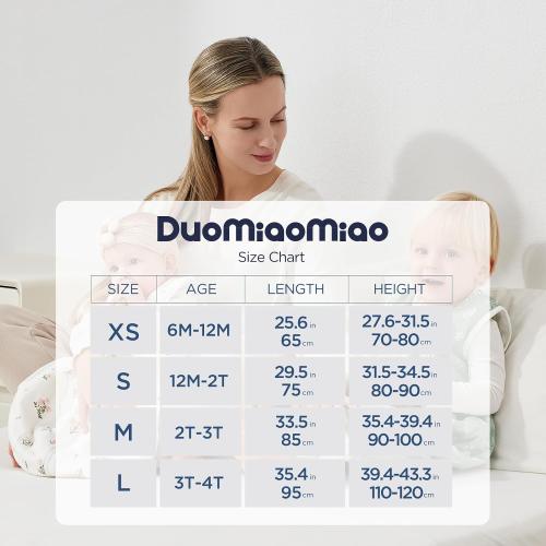 Duomiaomiao 0.5 TOG Toddler Sleep Bag 12-24 Months 100% Cotton Lightweight Baby Sleep Sack with Feet, Breathable Comfy Toddler Wearable Blanket