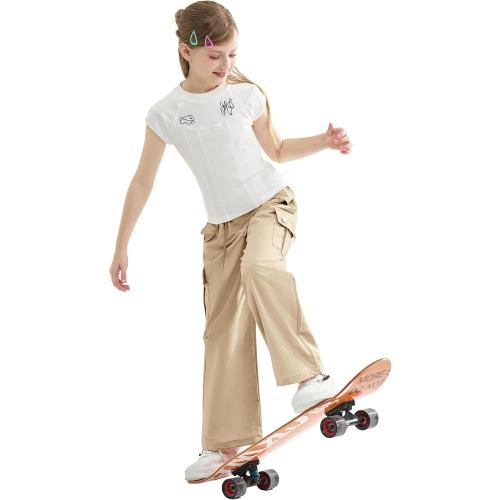 Thread Supply Parachute Pants for Girls Y2K Cargo Trousers with Pockets Harajuku Jogger Pants size : x-small