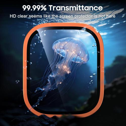 Uyiton for Apple Watch Ultra 3/2/1 Screen Protector - Titanium Alloy Frame & 9H Tempered Glass, Military Protection [Keep Original] Touch Sensitive iWatch Ultra Screen Protector 49mm, Orange, 2 Pack