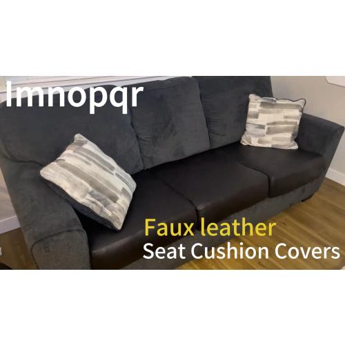 Leather Look Couch Cushion Covers - Sets of 3 Sofa Cushion Slipcovers (Dark Brown)
