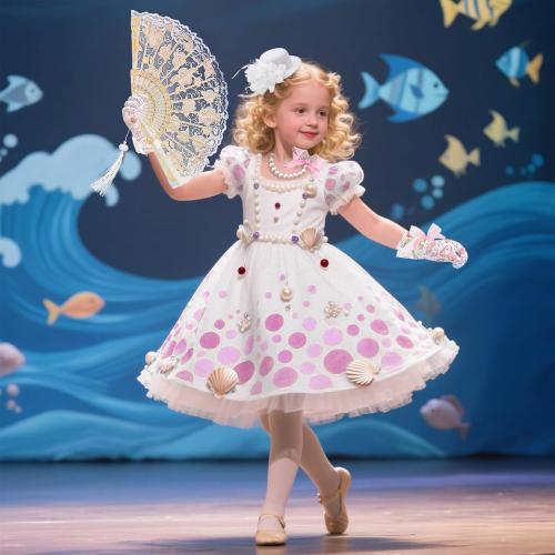 ZEAYEA 5 Pcs Girls Tea Party Set, Includes Gloves Hat Necklace Bracelet Fan for Girls Costume, Girl Tea Party Supplies Dress Up Play Set for Playtime Birthday Easter Halloween Accessories