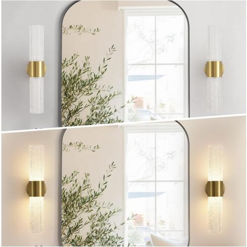 Crystal Sconces Wall Lighting, Gold Wall Sconces Set of 2, LED Crystal Sconces Set of 2, Wall Lights for Bedroom Modern, for Bedroom, Living Room, Dining Room, LED 0-32W with Light Source