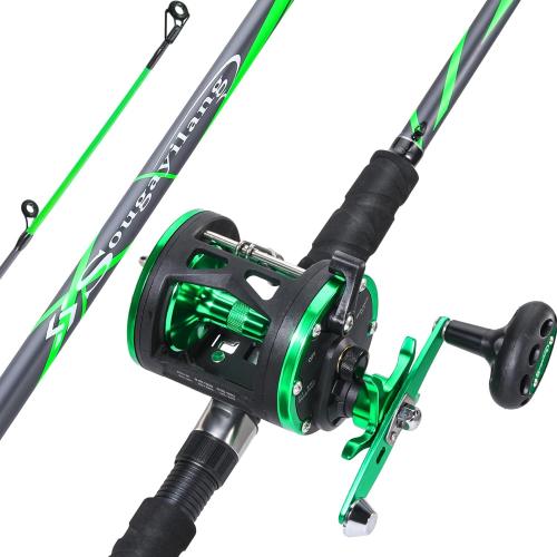 Sougayilang Progressive Glass Fishing Pole Conventional Reel Combo Medium Heavy for Catfish Salmon and Steelhead-7'0