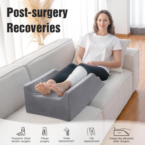 LightEase Post-Surgery Leg, Knee, Ankle Elevation Double Wedge Pillow, Memory Foam Leg Elevating Pillow for Injure, Sleeping, Foot Rest, Reduce Swelling