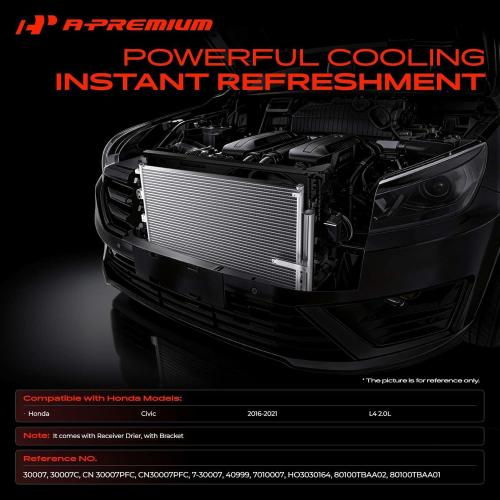 A-Premium Air Conditioning A/C Condenser Compatible with 2016-2021 Honda Civic L4 2.0L