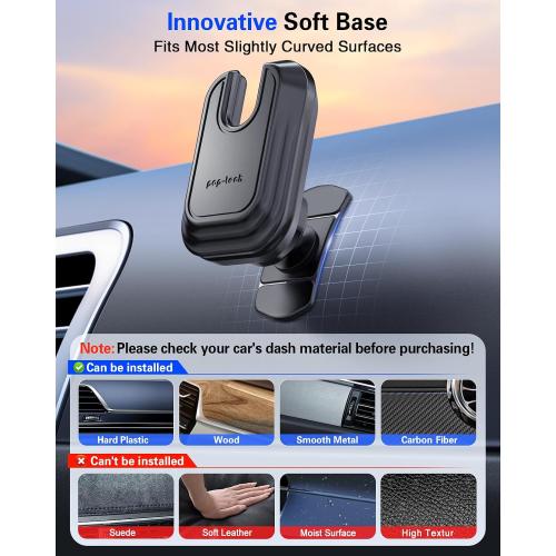 pop-tech Car Phone Mount for Socket Grip, Adjustable Strong Sticky Cell Phone Holder, Dashboard Adhesive Socket Car Mount Compatible with Thick Wallet Grip for iPhone Samsung Card Holder