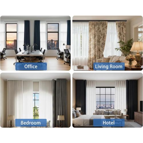 Double Row Ceiling Curtain Track, Silent Heavy Aluminum Duty Curtain Track System, Sliding Curtain Rails for Curtains, Room Divider Track for Bedroom Living Room Ofiice Hotel, White, 9FT