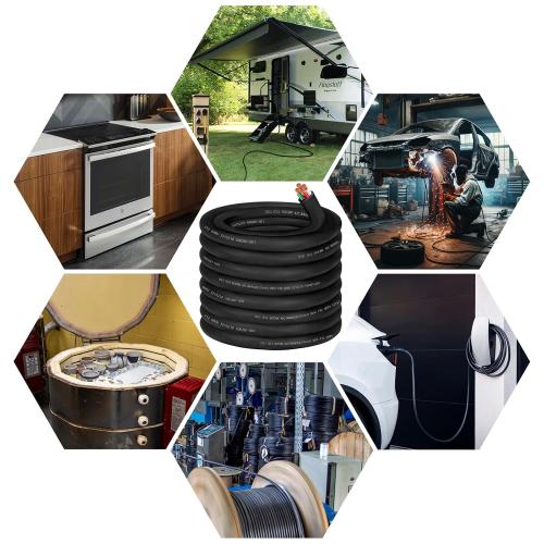 50ft 8/4 Wire 8 AWG SOOW Wire 8 Gauge,8/4 Portable Power Cable 8 Gauge 4 Conductor Electric Cable SOOW Extension Cord for NEMA 14-35amp Generator,Welder,Portable Light,EV Car Charger,Motor Lead