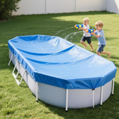 16x10 FT Oval Pool Cover for Above Ground Pools,Solar Oval Pool Cover Protector with Drawstring for Cold and UV Resistant,Dustproof -All-Weather Protection(Blue)
