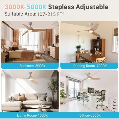 Size 42 Ceiling Fans with Lights, 42 inch Low Profile Ceiling Fan with Light and Remote Control, Flush Mount, 3CCT, Dimmable, Quiet Reversible Motor, Modern Ceiling Fan for Bedroom Indoor/Outdoor Use