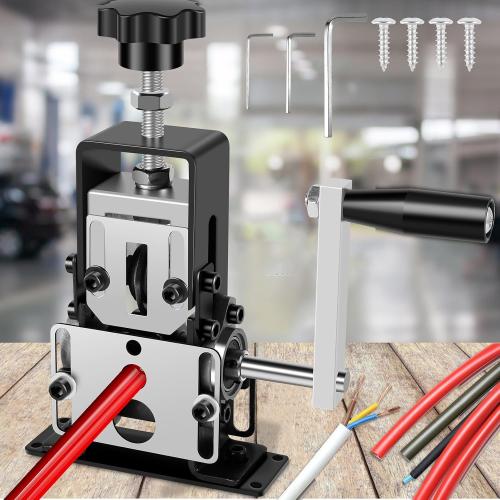 Manual Wire Stripping Machine 0.06''-0.98'' Copper Wire Stripper with Hand Crank or Drill Powered Wire Stripper Tool, Aluminum Frame Wire Peeler for Scrap Copper Recycling