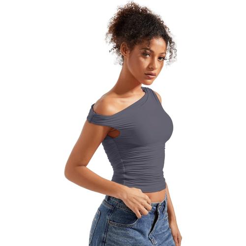 SUUKSESS Women Off Shoulder Tops Sleeveless Shirts Y2K Going Out Crop Tank Top