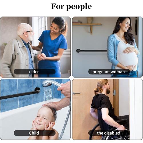 Black Shower Grab Bar w/Anti-Slip Knurled Grip 36 Inch, Zepolu Stainless Steel Bathroom Handicap Grab Bars, Safety Bar Balanced Handrail, Handicap Injury Elderly Senior Assist Support Shower Handle