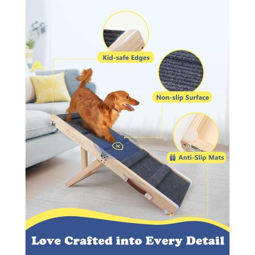 Small Dog Ramp for Bed Couch Car Folding Portable Pet Ramp for Cats Adjustable Height 21, Up to 35 lbs