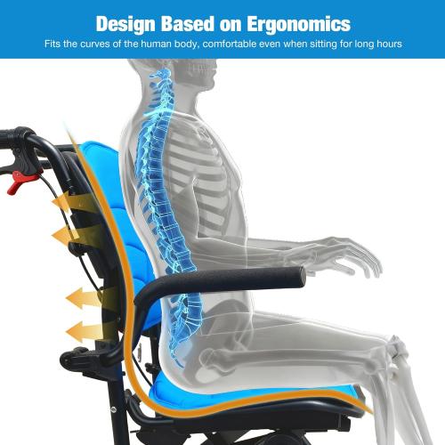 Wheelchairs for Adults,Transport Wheelchair Lightweight Foldable with Removable Cushion,Transport Chair,Ergonomic Travel Wheelchair with Telescopic Handle,Gifts for Grandpa,Blue