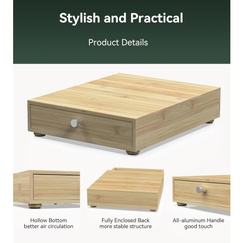 for Nespresso Original Capsules - Bamboo Coffee Pod Drawer Holder - 48 OriginalLine Pods Organizer (14.5D x 11.7W x 3.2”H)