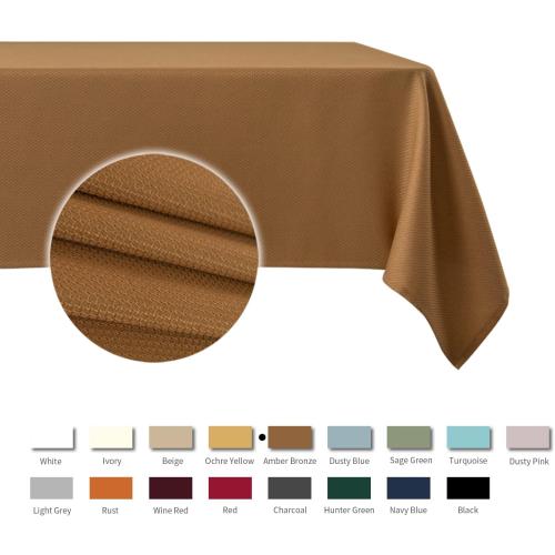 maxmill Harvest Square Tablecloth Stain Resistant Waterproof Wrinkle Resistant Washable Soft Table Cloth for Fall Harvest Thanksgiving Decorative Fabric Table Cover, 52 x 52 Inch, Amber Bronze