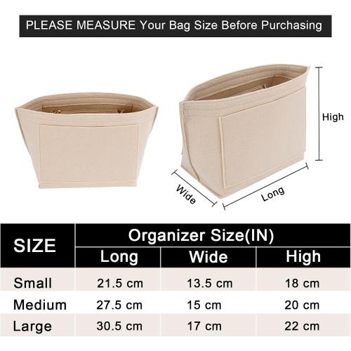 Medium Beige Felt Purse Organizer Insert for Longchamp Le Pliage M Handbag Insert (Medium Beige)