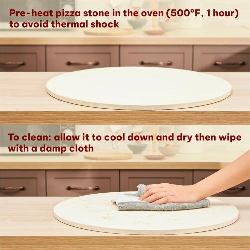Extra Large Pizza Stone For Oven Approximately 18 Inch (17.8 Inch) - Durable Ceramic Pizza Stone, Heat Resistant up to 1,472°F, Perfect for Homemade Pizza, Bread and More