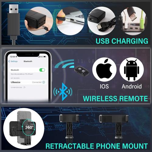 UBeesize 14'' LED Foldable Ring Light with 62'' Tripod Stand, Selfie Ring Light for Video Recording, Live Streaming, TikTok & YouTube, Compatible with iPhone & Android (Black)