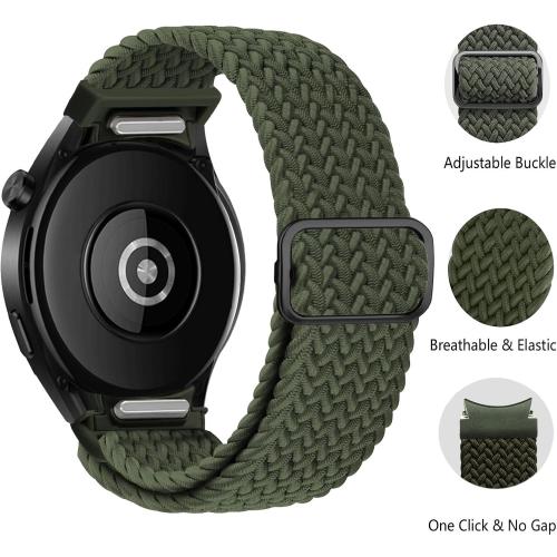 One Click Braided Bands for Samsung Galaxy Watch 7 6 5 4 Band 40mm 44mm/Watch 6 4 Classic 47mm 43mm 46mm 42mm/Watch 5 Pro 45mm,No Gap Stretchy Elastic Fabric Nylon Strap for Samsung Watch 4 5 6 7 FE