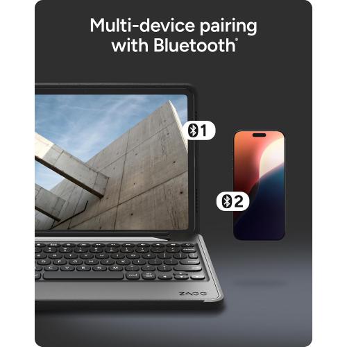 ZAGG Rugged Book iPad 11 (A16)/ 10.9 (Gen 10) Case - Durable Wireless Keyboard Case, Military-Grade Drop Protection, Multi-Device Pairing, Detachable Backlit Keyboard, Black