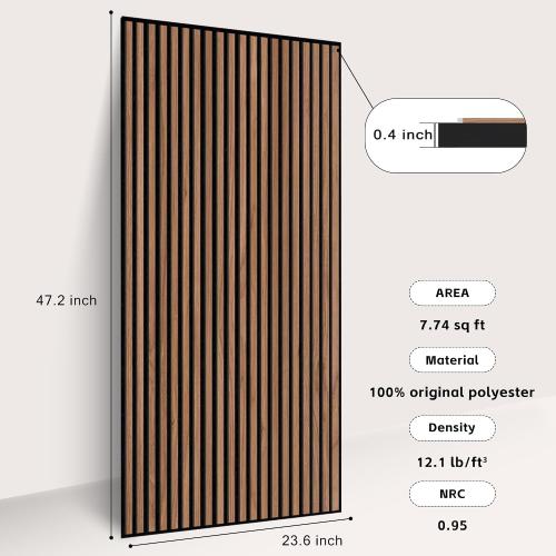 WoveN SounD Acoustic Wall Panels, Teak, 10 Pack, 47.2x23.6 in | Self-Adhesive, Peel and Stick, NRC 0.95, Premium Sound, Echo Proof, Slat Decor, Studio, Home, Office, Media Room