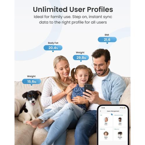 Color Grey RENPHO Smart Scale for Body Weight, Weight Scale with 7-in-1 Large Display for BMI, Body Fat, Muscle Mass, 13 Body Composition, High Accurate Bluetooth Scale, 500lbs, 11.8, Elis 2XL