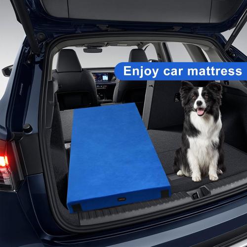 Color Blue Memory Foam Camping Mattress pad, Comfortable Thick Floor Sleeping Mat for Adults with Waterproof and Non-Slip Bottom, Portable Roll Up Mattress for Sleepover Guest,Cot Mad for Car Camping