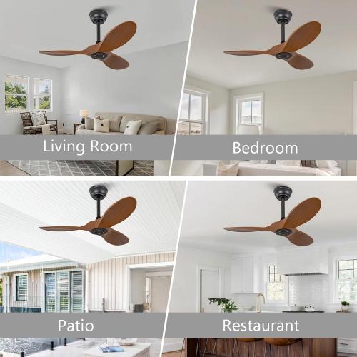 KBZZ 36 Modern Ceiling Fan - No Light, 6 Speeds, Reversible DC Motor, 3 ABS Blades, Black - Remote Controlled for Indoor/Outdoor