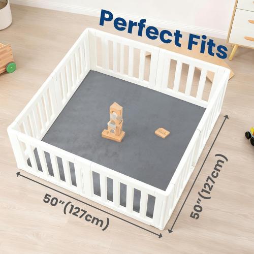 Baby Play Mat for Floor,1.3 Thick Elasti-Foam 50×50 Playpen Mat for Tummy Time,Water Repellent Soft Coral Velvet for Toddler,Infant,Kids,Non-Slip Backing Safe for Crawling(Dark Grey)