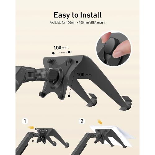 Laptop Tray for Monitor Arm - VESA Mount 100x100mm, Laptops up to 17.3in & 28.6lbs - Notebook Tray Office Desk Accessories - Black***